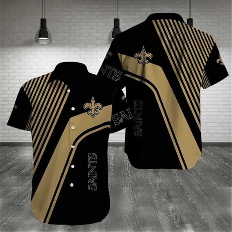New Orleans Saints Pattern Stripe Short Sleeves Hawaiian Shirt Product photo 1