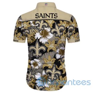 New Orleans Saints Tropical Flowers Short Sleeves Hawaiian Shirt Product Photo