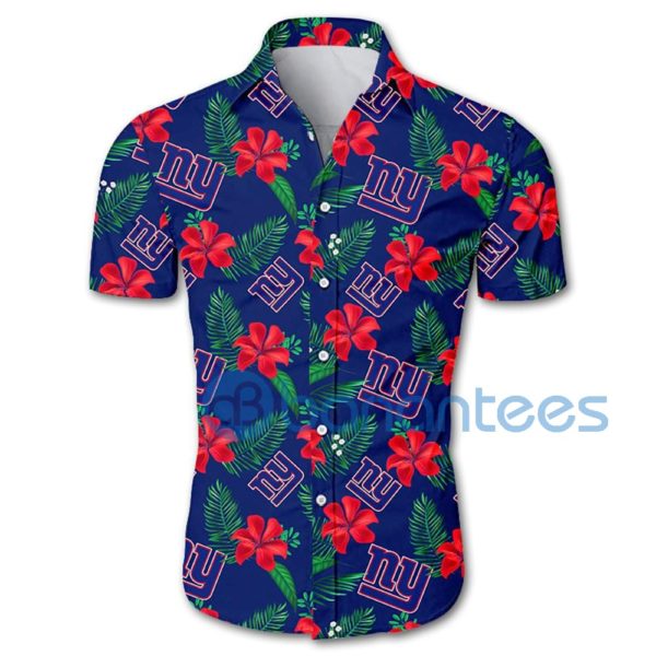 New York Giants Floral Short Sleeves Hawaiian Shirt Product Photo