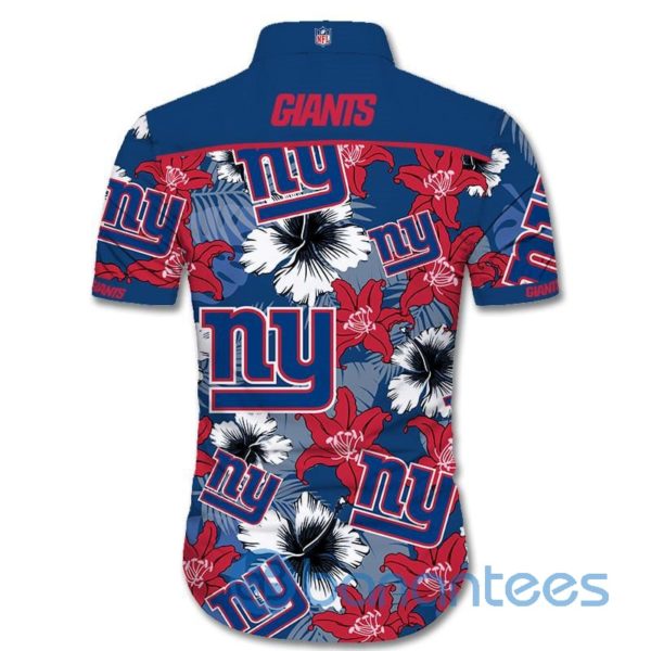 New York Giants Tropical Flower Short Sleeves Hawaiian Shirt Product Photo
