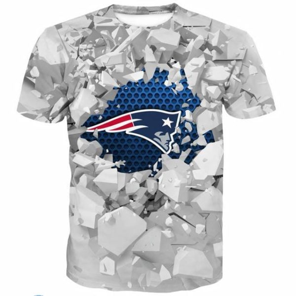 NFl New England Patriots Wall Bronken Design Full Printed 3D T Shirt Product Photo