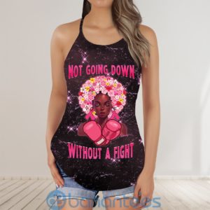 Not Going Down Without A Fight Breast Cancer Awareness Criss Cross Tank Top Product Photo
