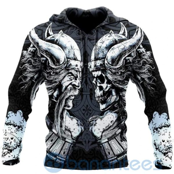 Odin Beer Skull And Viking All Over Printed 3D Hoodie Product Photo