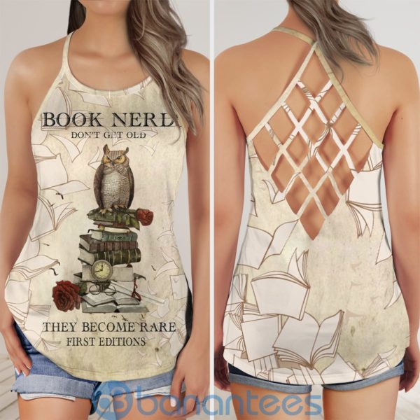 Owl Rose Book Nerds Dont Get Old They Become Rare Fare Criss Cross Tank Top Product Photo