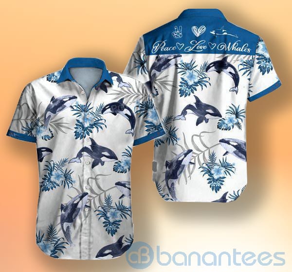 Peace Love Whale Hawaiian Shirt