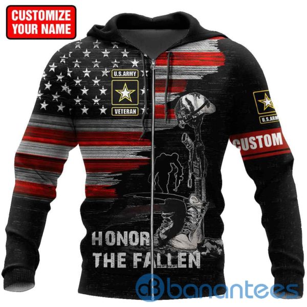 Personalized Name Honor The Fallen Us Veteran All Over Print Zip Hoodie Product Photo