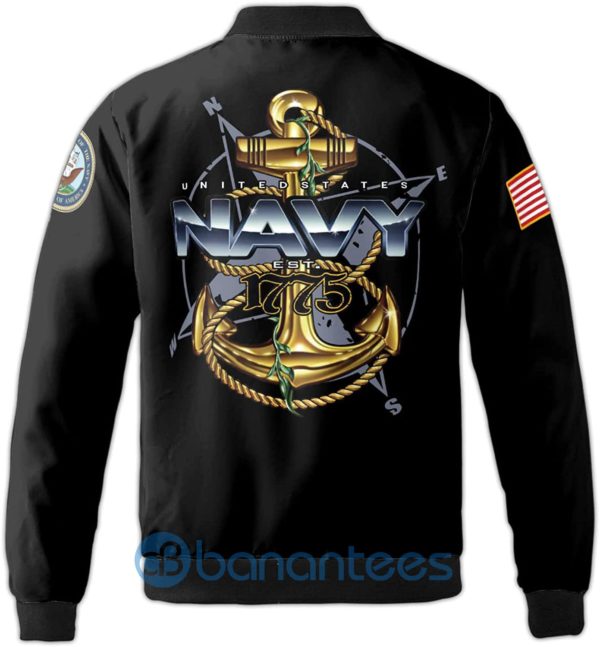 Personalized U.S Navy Veteran Fleece Bomber Jacket Product Photo