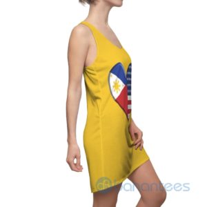 Philippine American Flag Heart CFutural Pride Yellow Racerback Dress For Women Product Photo