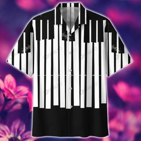 Piano Shirt Black And White Piano Music Hawaiian Shirt Summer Hawaiian Product Photo