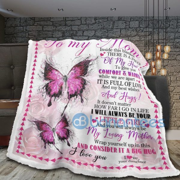 Pink Butterflies To My Mom Sherpa Blanket Product Photo