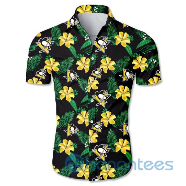 Pittsburgh Penguins Floral Short Sleeves Hawaiian Shirt Product Photo
