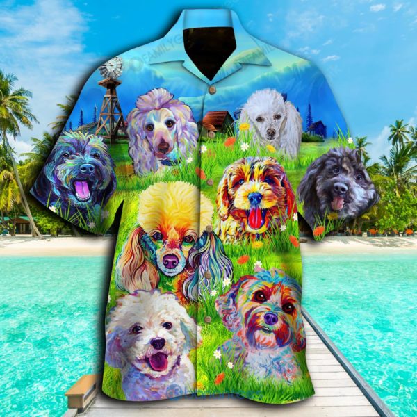 Poodle Shirt Poodle On The Grass Dog Hawaiian Shirt Summer Hawaiian Product Photo