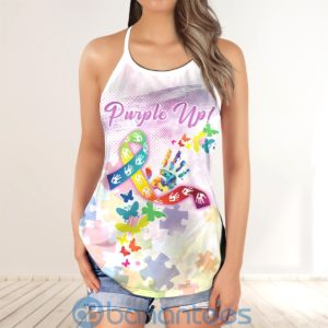 Purple Up Colorful Autism Awareness Butterfly Criss Cross Tank Top Product Photo