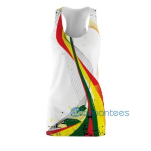Rainbow Color Wave Stripes White Racerback Dress For Women Product Photo