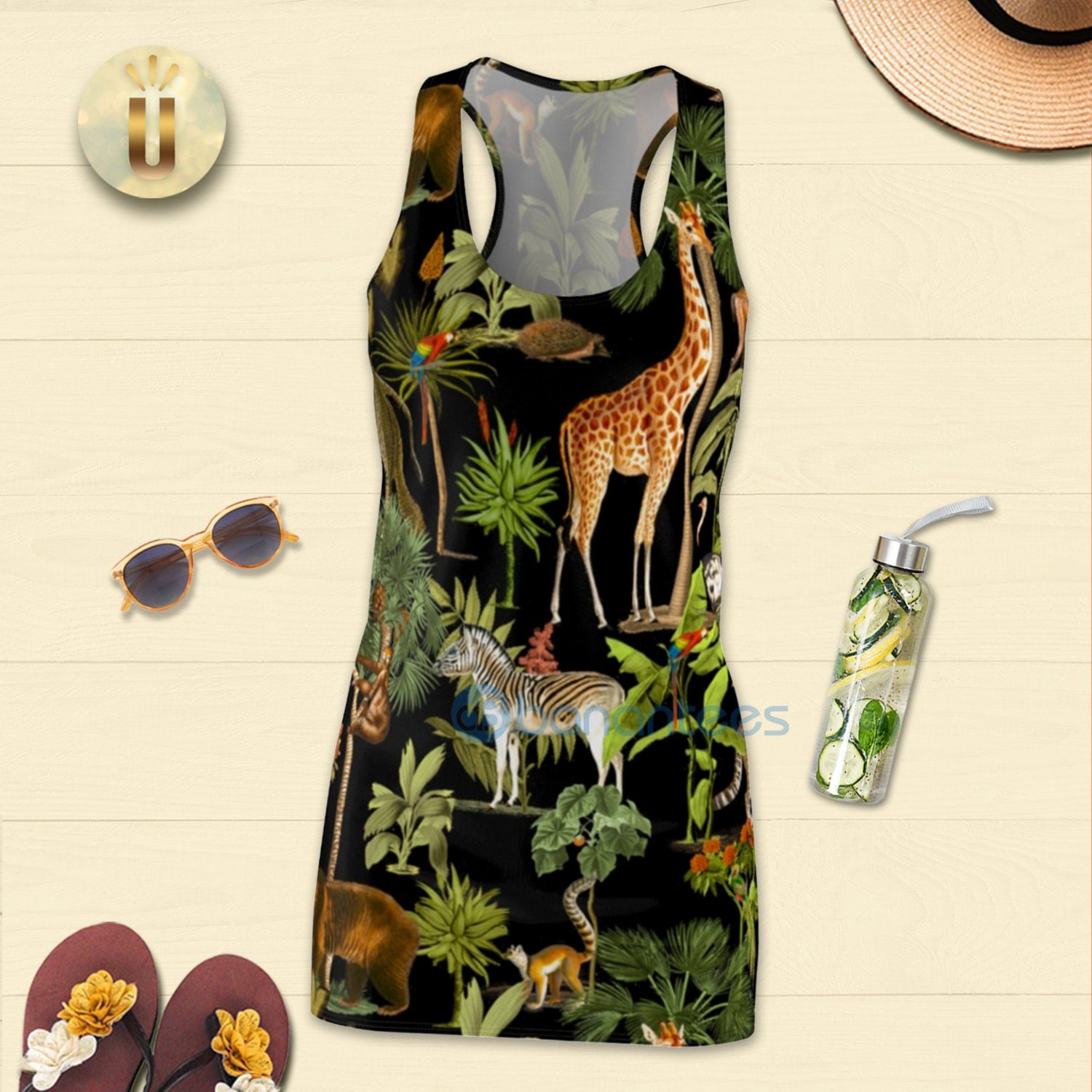 Rainforest And Wildlife Full Printed Racerback Dress For Women