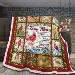 Red Cardinal To My Mom I Love You Sherpa Blanket Product Photo