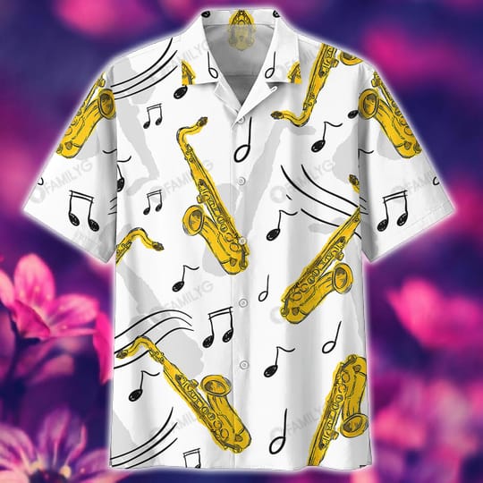 Saxophone Shirt The Burning Melodies Of Saxophone Music Hawaiian Shirt Summer Hawaiian