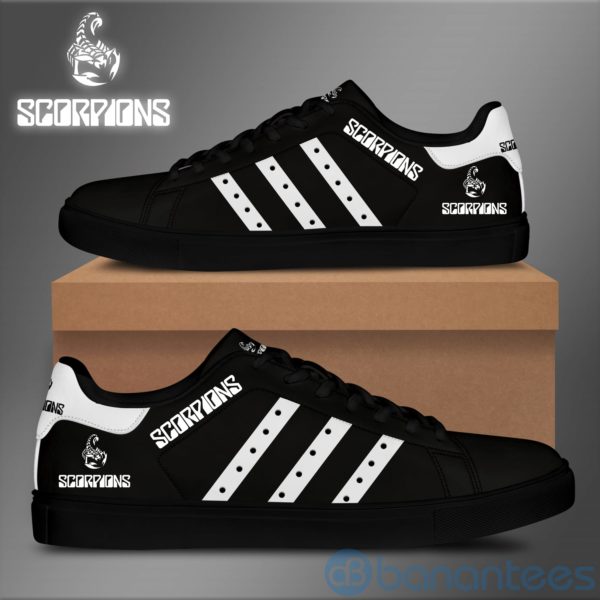 Scorpions White Striped Black Low Top Skate Shoes Product Photo