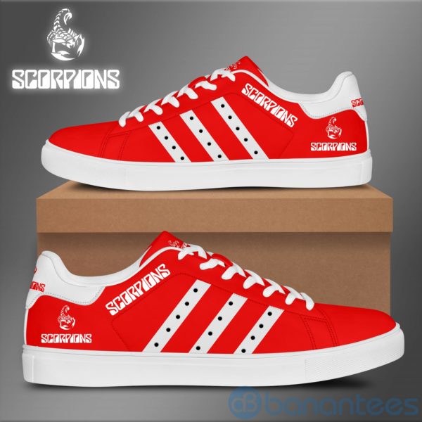 Scorpions White Striped Red Low Top Skate Shoes Product Photo