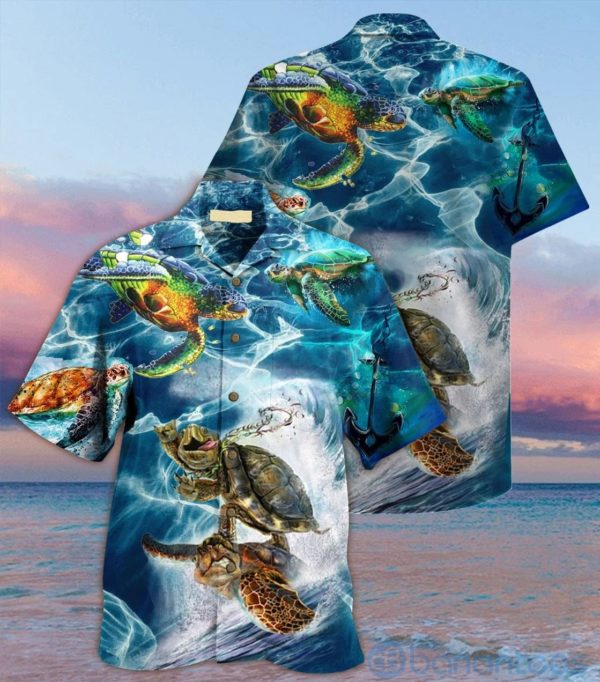 Sea Turtle Happy Summer Hawaiian Shirt Product Photo