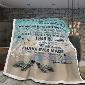 Sea Turtle To My Wife I Love You Forever And Always Sherpa Blanket Product Photo