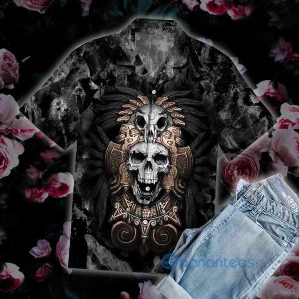 Skull Shirt Aztec Skull Warrior Unisex Hawaiian Shirt Summer Hawaiian Product Photo