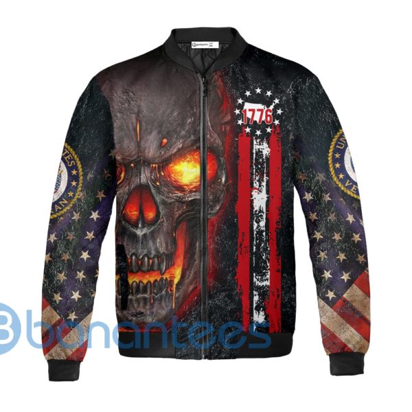 Skull United States Veteran Quilt Bomber Jacket America Flag Proud U.S Veteran Shirt Product Photo