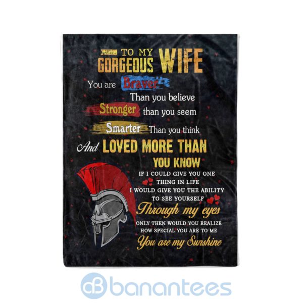 Spartan You Are My Sunshine To My Gorgeous Wife Fleece Blanket Product Photo