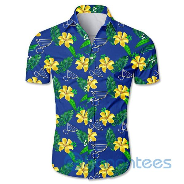 St Louis Blues Floral Short Sleeves Hawaiian Shirt Product Photo