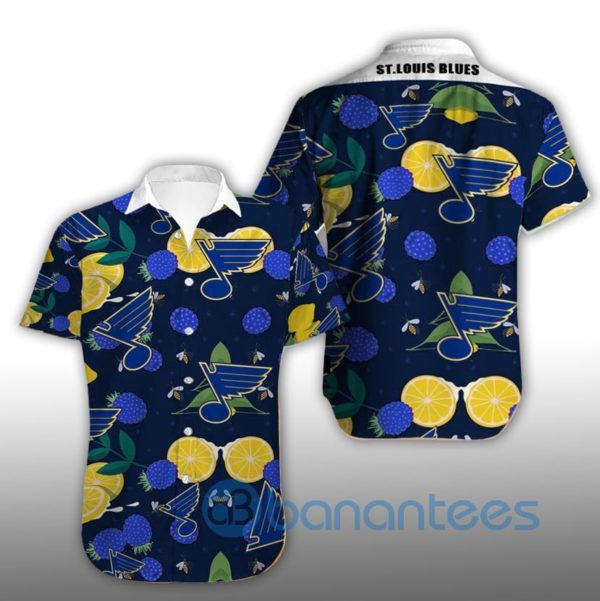 St Louis Blues Lemon Short Sleeves Hawaiian Shirt Product Photo