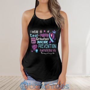 Suicide Prevention I Wear Purple For My Grandma Criss Cross Tank Top Product Photo