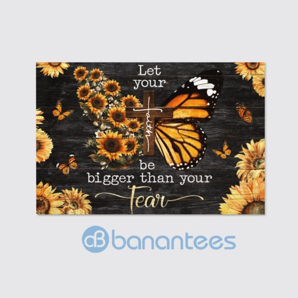 Sunflower Butterflies Faith Bigger Than Fear Wall Art Canvas Product Photo