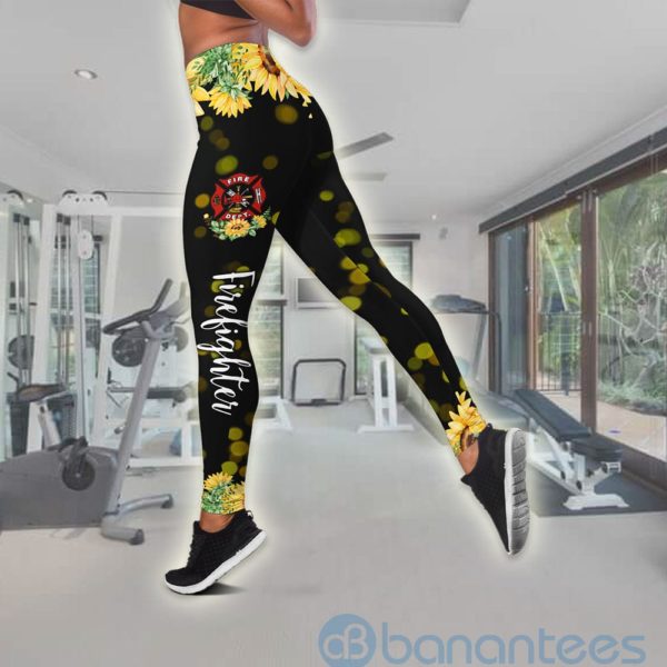 Sunflower Firefighter Wife Tank Top Legging Set Outfit Product Photo