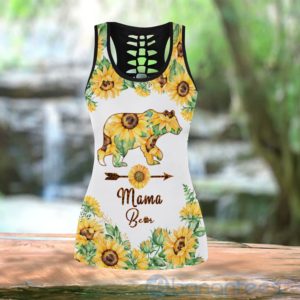 Sunflower Mama Bear Tank Top Legging Set Outfit Product Photo