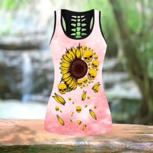 Sunflower Skull Tank Top Legging Set Outfit Product Photo