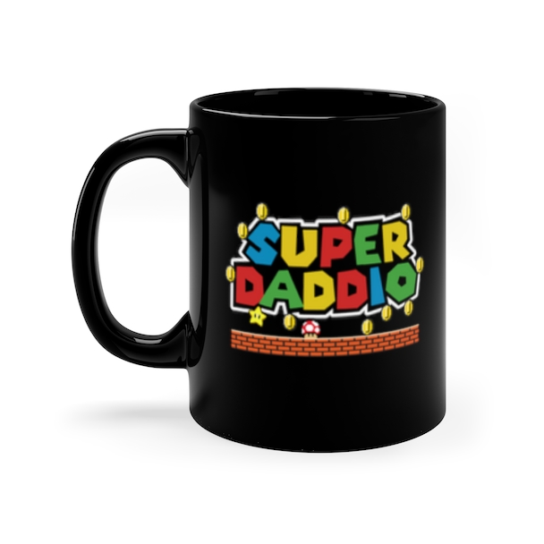 Super Daddio Mario Father's Day Cute Gift Style: Mug 11oz, Color: Black