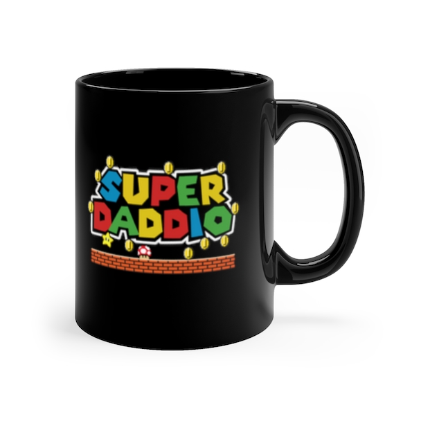 Super Daddio Mario Father's Day Cute Gift Style: Mug 15oz, Color: Black
