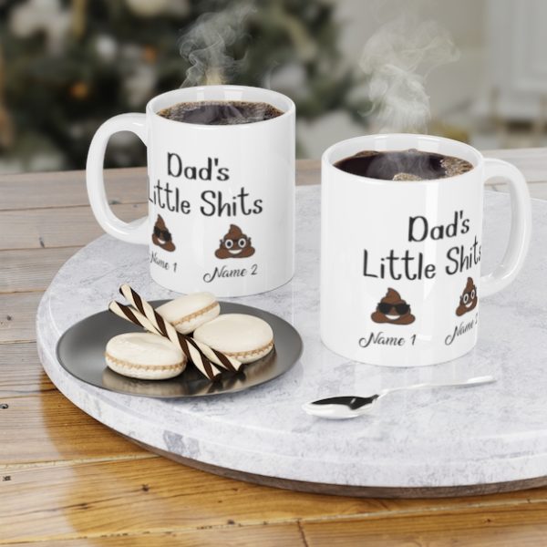 Dad's Little Shits Personalized Name Ceramic Mugs Product Photo
