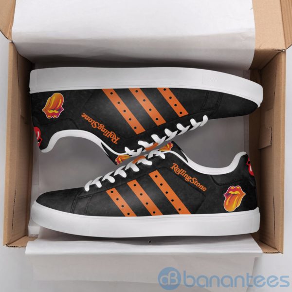 The Rolling Stones Orange Stripe Black Low Top Skate Shoes Product Photo