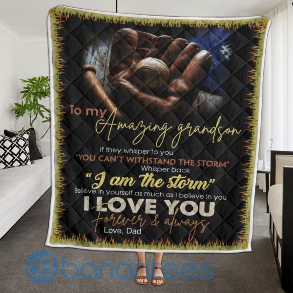 To My Amazing Grandson Baseball Quilt Blanket Quilt Product Photo
