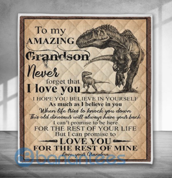 To My Amazing Grandson Dinosaur Blanket Quilt Product Photo