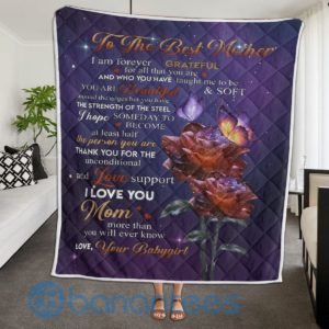 To My Best Mother Rose And Butterfly Design Quilt Blanket Product Photo