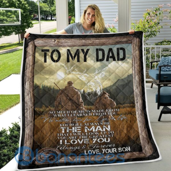 To My Dad Best Hunting Partner Quilt Father Day Gift Blanket Quilt Product Photo