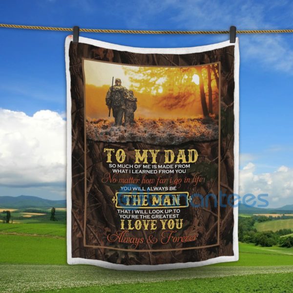 To My Dad I Love You Always And Forever Camo Hunting Sherpa Blanket Product Photo