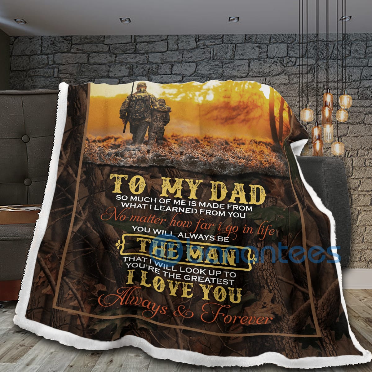 To My Dad I Love You Always And Forever Camo Hunting Sherpa Blanket Product photo 2