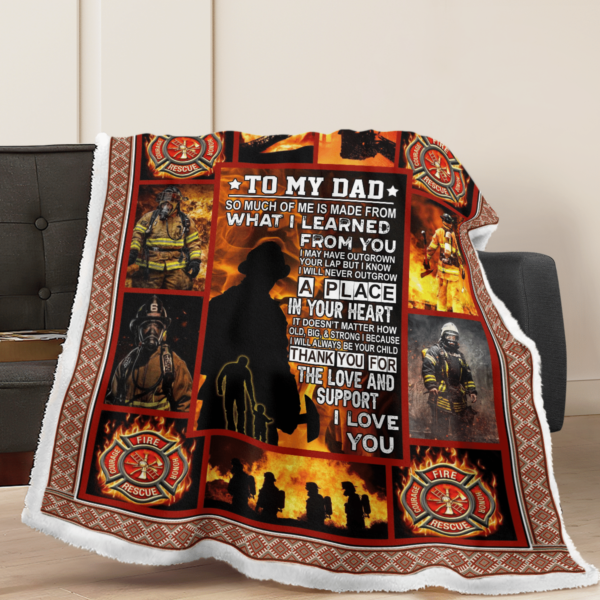 To My Dad My Firefighter Sherpa Blanket Product Photo