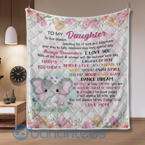 To My Daughter From Mom Elephant Blanket Quilt Product Photo