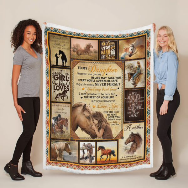 To My Daughter I Love You Forever & Always Bayby Girl With Horse Sherpa Blanket Product Photo