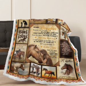 To My Daughter I Love You Forever & Always Bayby Girl With Horse Sherpa Blanket Product Photo