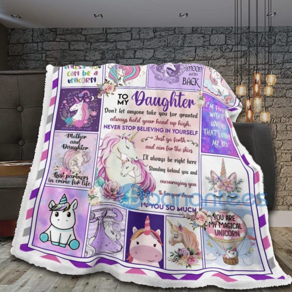 To My Daughter I Love You So Much Unicorn Sherpa Blanket Product Photo